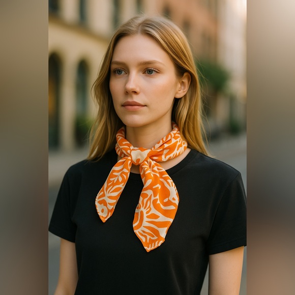 Bath & Body Works Accessories - Orange Silk Floral Scarf